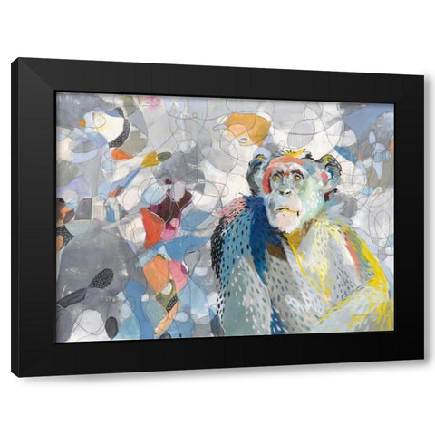 Abstract Chimpanzee Black Modern Wood Framed Art Print with Double Matting by Nai, Danhui