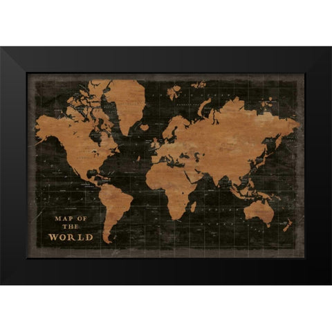 World Map Industrial Black Modern Wood Framed Art Print by Schlabach, Sue