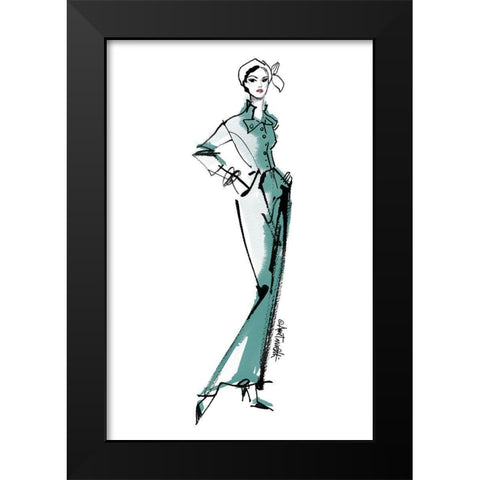 Fifties Fashion III v2 Green Black Modern Wood Framed Art Print by Tavoletti, Anne