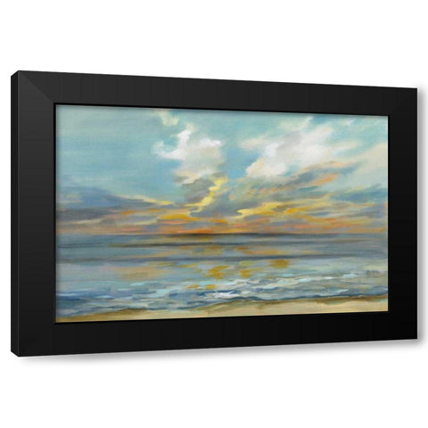 Rhythmic Sunset Waves Black Modern Wood Framed Art Print with Double Matting by Vassileva, Silvia
