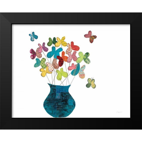 Butterfly Bouquet on White Black Modern Wood Framed Art Print by Prahl, Courtney