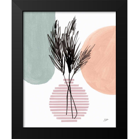 Pampas Stem Still Life Black Modern Wood Framed Art Print by Panganiban, Karyn