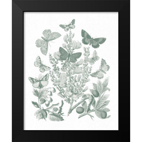 Butterfly Bouquet II Sage Black Modern Wood Framed Art Print by Wild Apple Portfolio