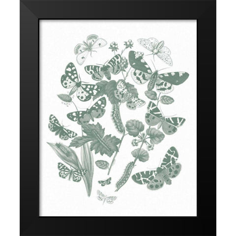 Butterfly Bouquet IV Sage Black Modern Wood Framed Art Print by Wild Apple Portfolio