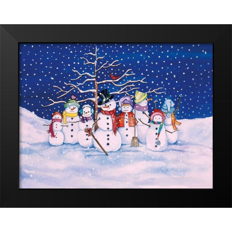 Snow Family Black Modern Wood Framed Art Print by McKenna, Kathleen Parr