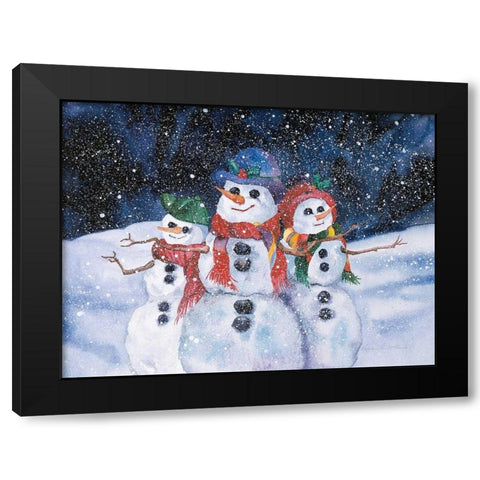 Snowmen Black Modern Wood Framed Art Print with Double Matting by McKenna, Kathleen Parr