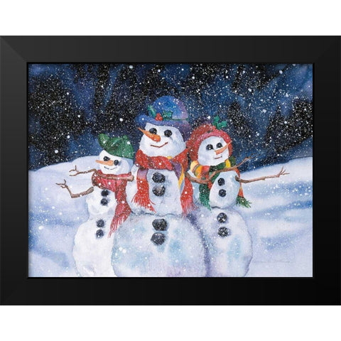Snowmen Black Modern Wood Framed Art Print by McKenna, Kathleen Parr