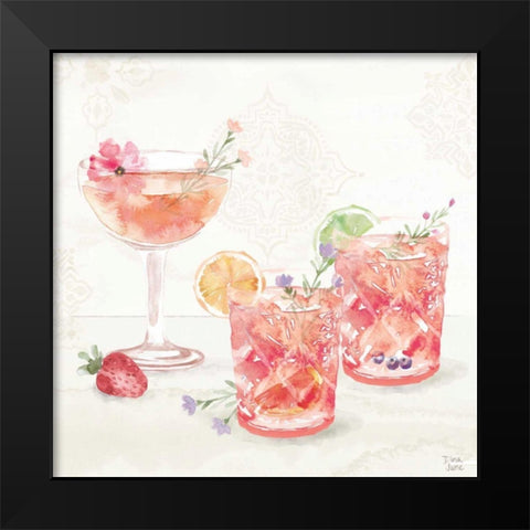 Classy Cocktails V Black Modern Wood Framed Art Print by June, Dina