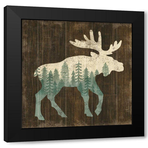 Simple Living Moose Silhouette Black Modern Wood Framed Art Print with Double Matting by Mullan, Michael