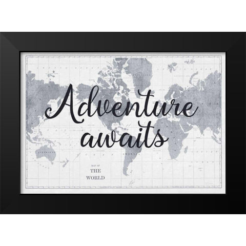 World Map Gray Black Modern Wood Framed Art Print by Schlabach, Sue