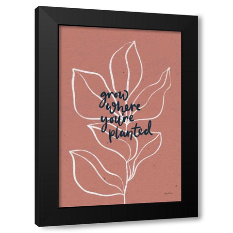 Balance II Leaves Black Modern Wood Framed Art Print with Double Matting by Thorns, Becky