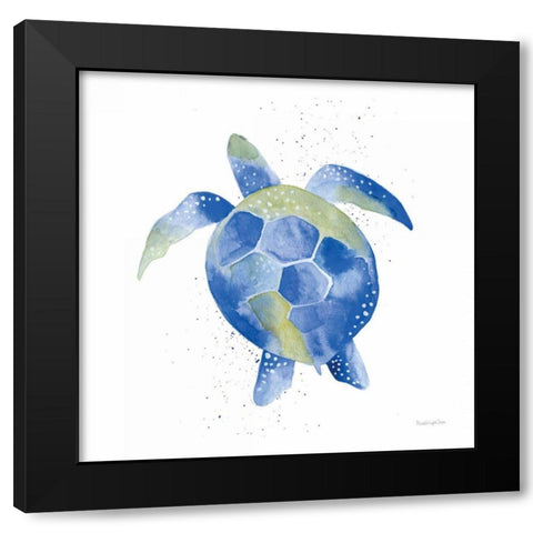 Sea Turtle Black Modern Wood Framed Art Print with Double Matting by Charro, Mercedes Lopez