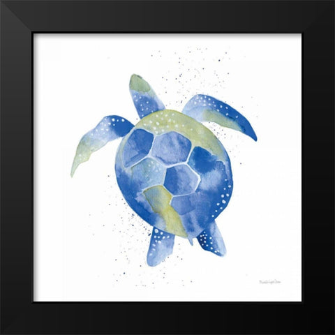 Sea Turtle Black Modern Wood Framed Art Print by Charro, Mercedes Lopez