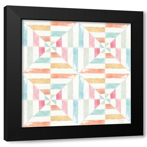 World Tour Pattern IVA Black Modern Wood Framed Art Print with Double Matting by June, Dina