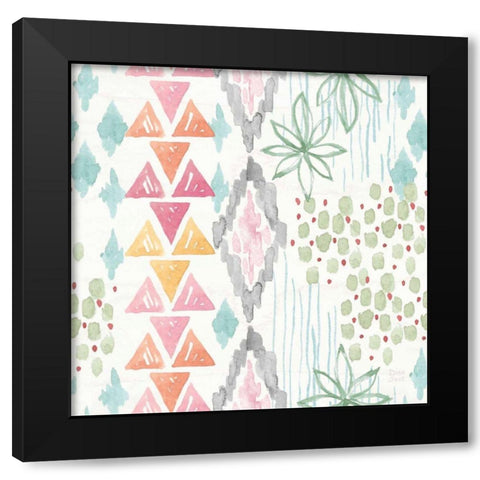 World Tour Pattern IXA Black Modern Wood Framed Art Print by June, Dina