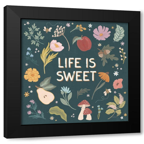 September Sweetness II Dark Black Modern Wood Framed Art Print by Marshall, Laura