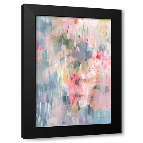 Soothing Abstract Black Modern Wood Framed Art Print by Nai, Danhui