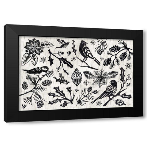 Woodcut Christmas II Black Modern Wood Framed Art Print by Brissonnet, Daphne