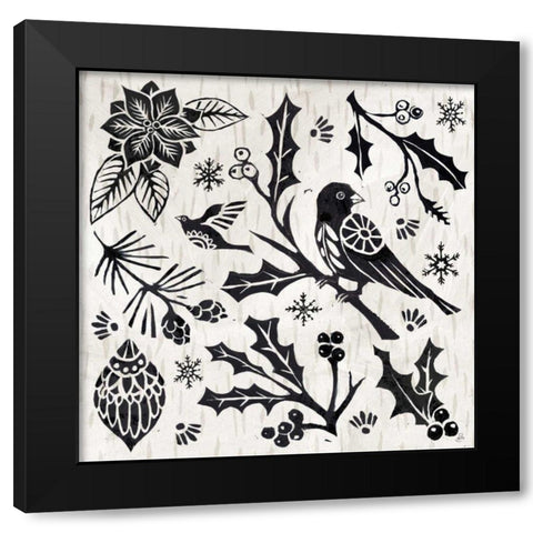Woodcut Christmas IV Black Modern Wood Framed Art Print by Brissonnet, Daphne