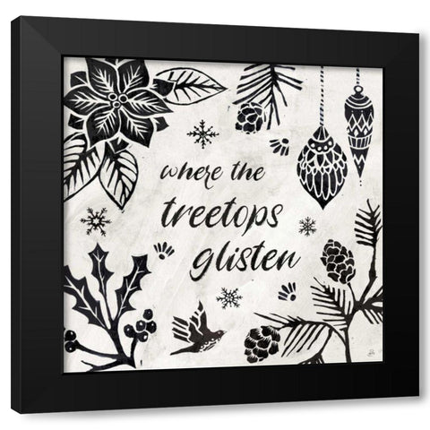 Woodcut Christmas VIII Black Modern Wood Framed Art Print by Brissonnet, Daphne