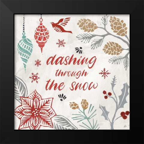 Woodcut Christmas VII Color Black Modern Wood Framed Art Print by Brissonnet, Daphne