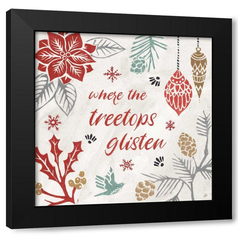 Woodcut Christmas VIII Color Black Modern Wood Framed Art Print with Double Matting by Brissonnet, Daphne