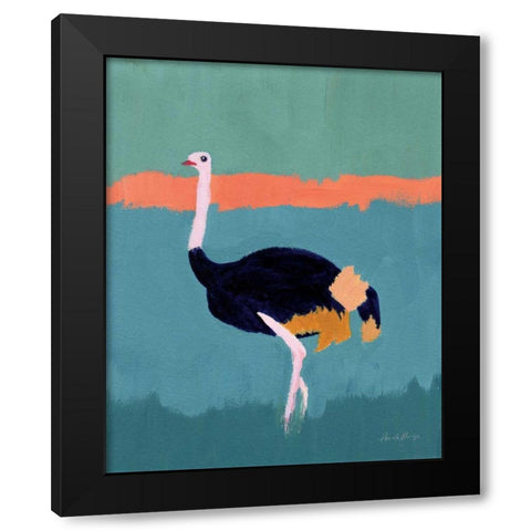 Ostrich Black Modern Wood Framed Art Print with Double Matting by Munger, Pamela