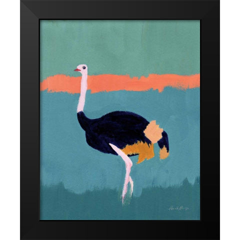 Ostrich Black Modern Wood Framed Art Print by Munger, Pamela