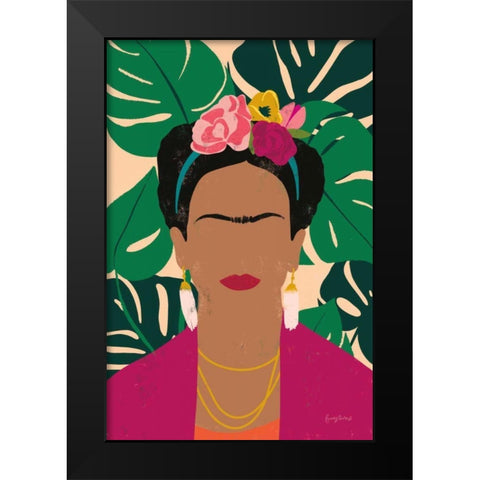 Frida Kahlo I Palms Black Modern Wood Framed Art Print by Thorns, Becky