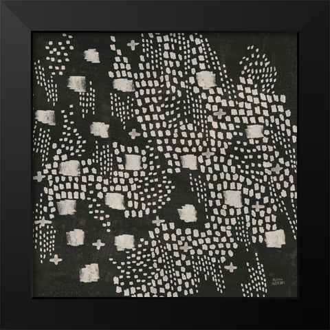 Dots and Blocks Black Modern Wood Framed Art Print by Averinos, Melissa