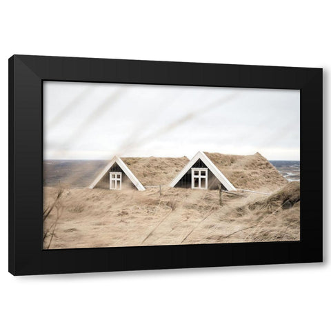Selid Turf Houses Black Modern Wood Framed Art Print with Double Matting by Marshall, Laura