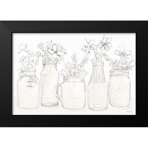 Peaceful Petals I Neutral Black Modern Wood Framed Art Print by Grove, Beth