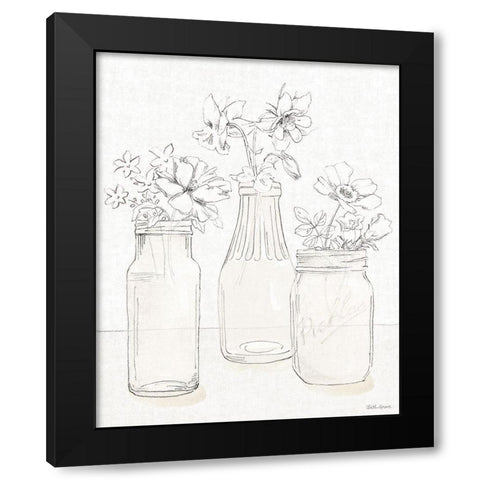 Peaceful Petals III Neutral Black Modern Wood Framed Art Print with Double Matting by Grove, Beth