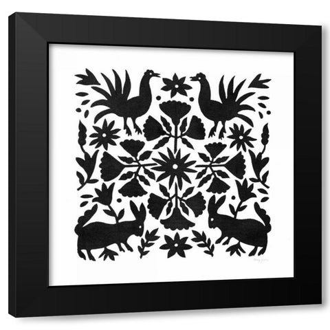 Otomi Elegance Black V Black Modern Wood Framed Art Print with Double Matting by Green, Nancy
