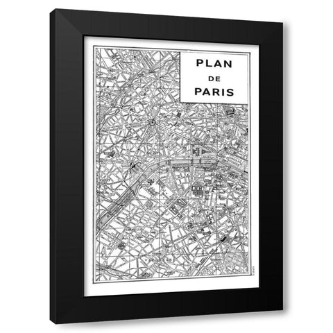 Inverted Paris Map Black Modern Wood Framed Art Print by Schlabach, Sue