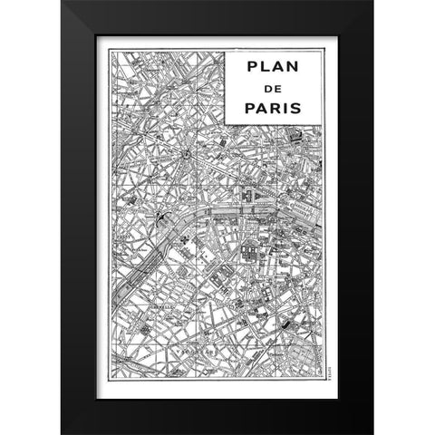 Inverted Paris Map Black Modern Wood Framed Art Print by Schlabach, Sue