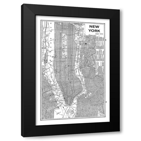 Inverted New York Map Black Modern Wood Framed Art Print by Schlabach, Sue