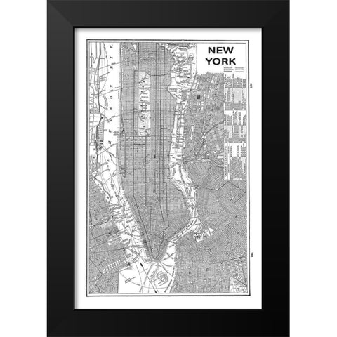 Inverted New York Map Black Modern Wood Framed Art Print by Schlabach, Sue