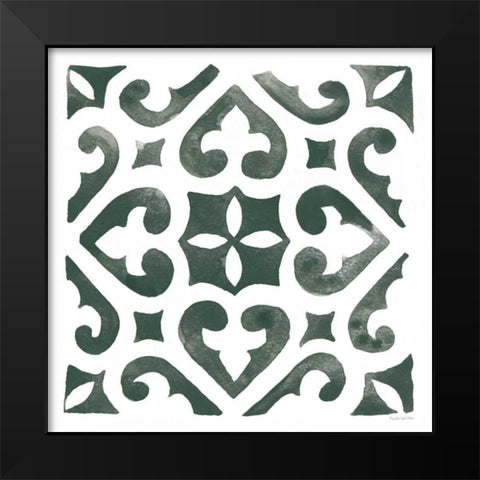 Andalusian Tile I Pine Green Black Modern Wood Framed Art Print by Charro, Mercedes Lopez