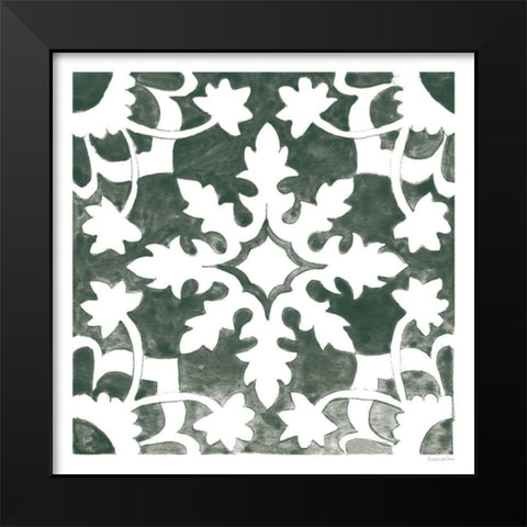 Andalusian Tile II Pine Green Black Modern Wood Framed Art Print by Charro, Mercedes Lopez