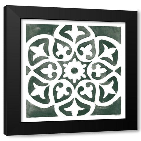 Andalusian Tile IV Pine Green Black Modern Wood Framed Art Print with Double Matting by Charro, Mercedes Lopez