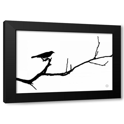 Bird Silhouette Black Modern Wood Framed Art Print by Larson, Nathan