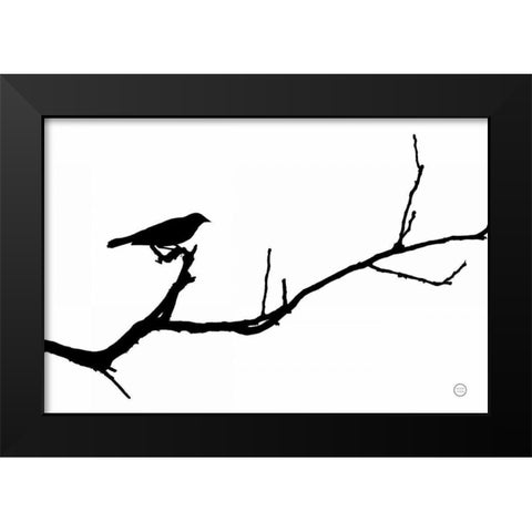 Bird Silhouette Black Modern Wood Framed Art Print by Larson, Nathan