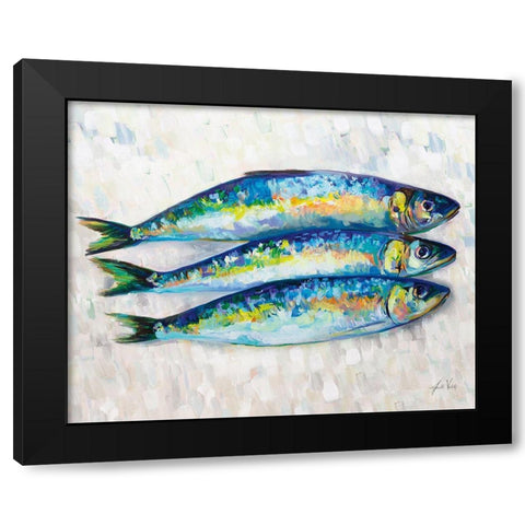 Fish Trio Black Modern Wood Framed Art Print by Vertentes, Jeanette