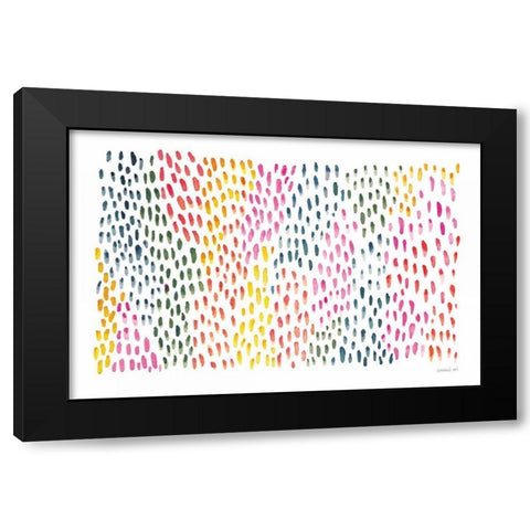 Fullness of Dots Black Modern Wood Framed Art Print with Double Matting by Nai, Danhui