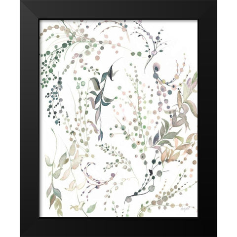 Leafy Tendrils Black Modern Wood Framed Art Print by Rice, Kristy