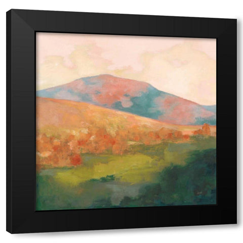Mountain Morning Pink Black Modern Wood Framed Art Print with Double Matting by Purinton, Julia