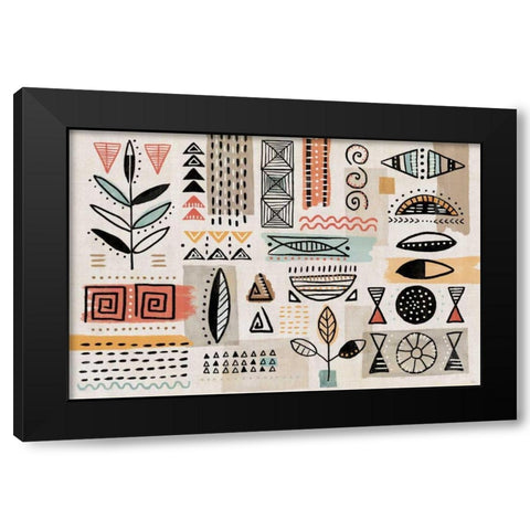 Tribal Tones I Black Modern Wood Framed Art Print with Double Matting by Charron, Veronique