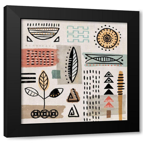 Tribal Tones II Black Modern Wood Framed Art Print with Double Matting by Charron, Veronique