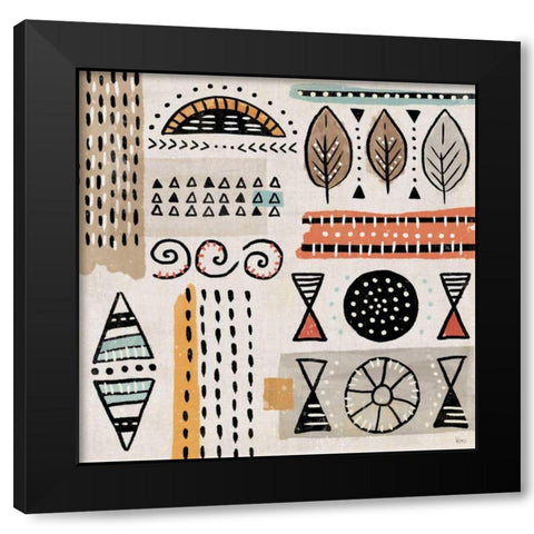Tribal Tones III Black Modern Wood Framed Art Print with Double Matting by Charron, Veronique
